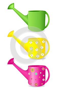 Colorful Watering cans. Vector