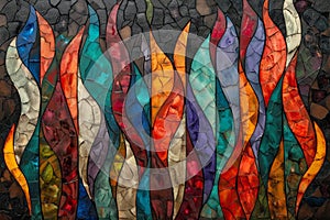 Colorful Wave Design Stained Glass Window