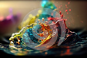 colorful wave detonation as splash, water effect, ai generated image photo