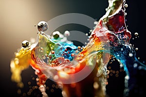 colorful wave image with painting color, illustration, ai generated image photo