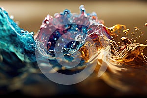 colorful wave image with painting color, mixing water oil, ai generated image photo