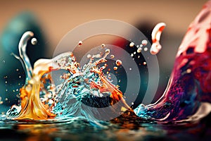 colorful wave incoming with different colors, happy colors, ai generated image