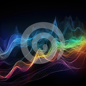 a colorful wave of light on a black background with a black background and a rainbow hued wave of light on the left side of the