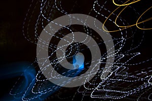 Colorful wave light painting background in the black background