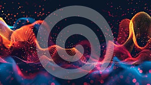 A colorful wave of light with a red and orange section. background and wallpaper