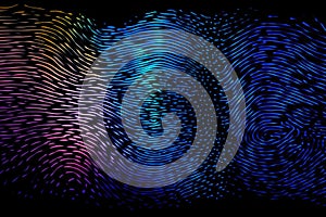 Colorful Wave Pattern on Black Background, A Vibrant Display of Abstract Art, Fingerprint scanning transformed into a biometric