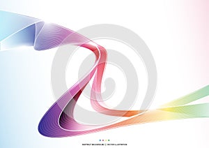 Colorful wave stripe ribbon abstract Background, rainbow concept, transparent vector illustration