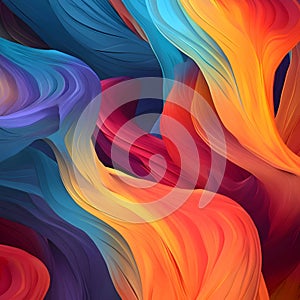 Colorful waves, 3D lines orange as abstract background wallpaper