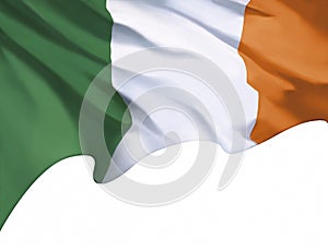 Colorful waving flag of Ireland, tricolor