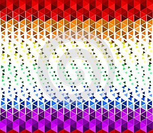 Colorful waving rainbow texture background of small triangle shapes, LGBTQ pride flag colors, horizontal seamless pattern.