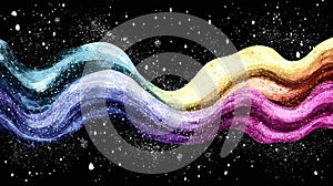 A colorful, wavy abstract design against a starry background, evoking creativity and imagination