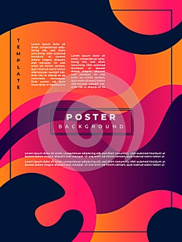 Colorful wavy art poster design. Dynamic shapes bcakground template copy space photo
