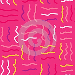 Colorful wavy lines in a dynamic abstract seamless pattern