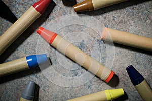 Colorful wax crayons