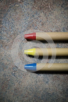 Colorful wax crayons