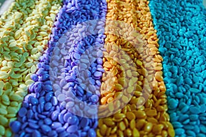 Colorful wax granules. Abstract beautiful backdrop