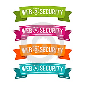 Colorful Web security ribbons on white background