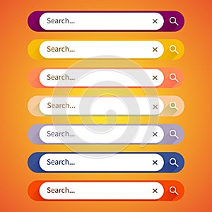 Colorful Web Set of Search Bar for website, mobile app.