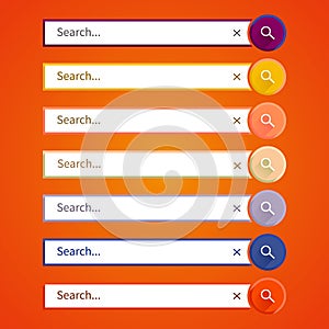 Colorful Web Set of Search Bar for website, mobile app.