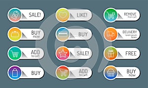 Colorful website online shop web buttons design