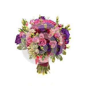 Colorful wedding bouquet on white background