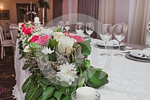 Colorful wedding table flowers