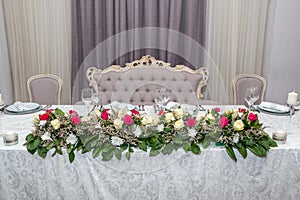 Colorful wedding table flowers