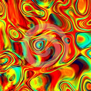 Colorful Weird Shapes. Abstract Background. Red Orange Blue Green Blots. Artistic Chaotic Fantasy Backdrop. Decorative Artwork.