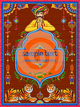 Colorful welcome banner in truck art kitsch style of India photo