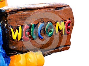 Colorful of welcome sign on whit background