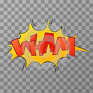 Colorful wham comic sound effect on transparent background