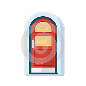 Colorful Whimsy: Vibrant Red Door Icon Flat Illustration