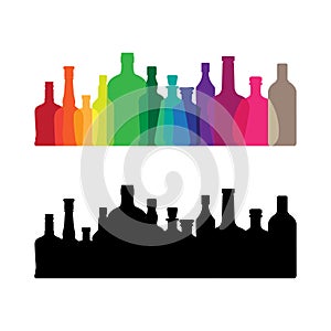 Colorful whine and whiskey bottle icon