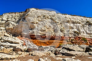 Colorful white-red cliffs in Hunstanton UK