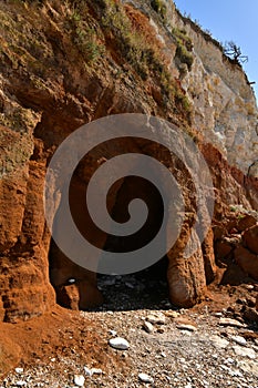 Colorful white-red cliffs in Hunstanton UK,interesting for biologists and geologists