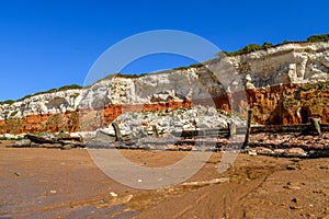 Colorful white-red cliffs in Hunstanton UK,interesting for biologists and geologists