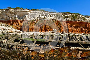 Colorful white-red cliffs in Hunstanton UK,interesting for biologists and geologists