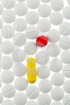 Colorful and white tablets