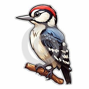 Colorful Whitewinged Woodpecker Sticker Vector Image photo