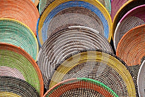 Colorful wicker baskets