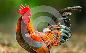 Colorful wild chickens