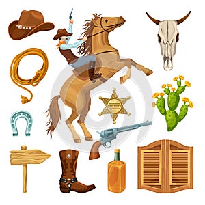 Colorful Wild West Elements Set