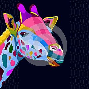 Colorful wildlife mammal fauna giraffe pop art portrait