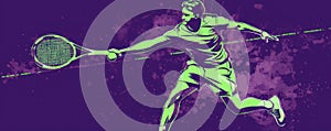 Colorful Wimbledon Abstract Tennis Concept with Male Player. Generative AI