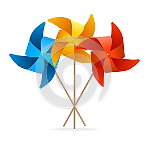 Colorful Windmill Set. Vector