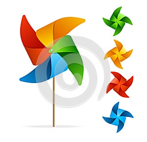 Colorful Windmill Set. Vector