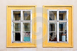 Colorful window frames, Prague, Czech Republic
