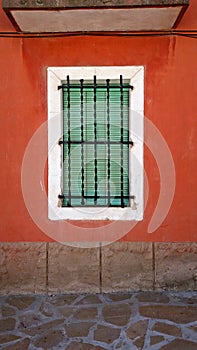 Colorful window of a house in a small town
