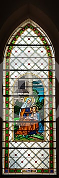Colorful windowpane in Basilica of Levoca, Slovakia