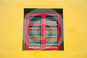 Colorful windows and details on a colonial house